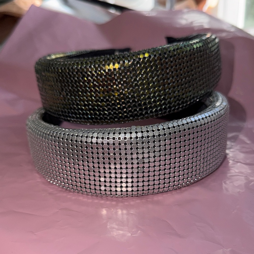 Elegant Silver and Black Rhinestone Headbands two headband